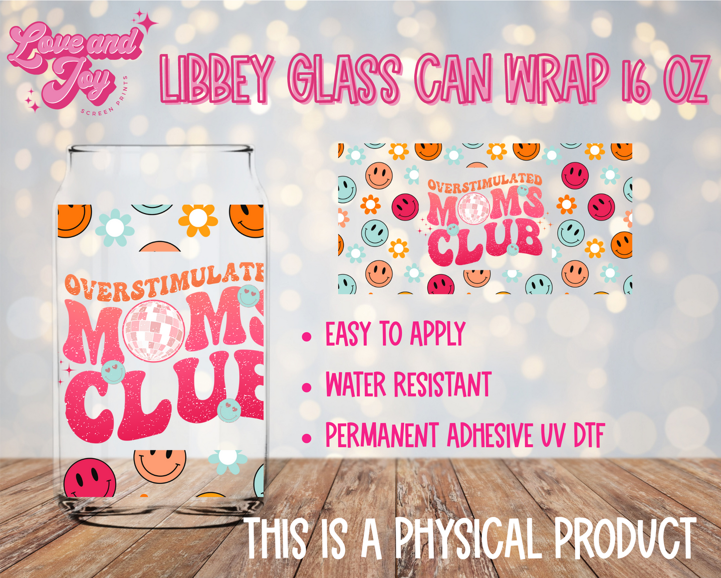 Overstimulated Mom Club Cups UV WRAP